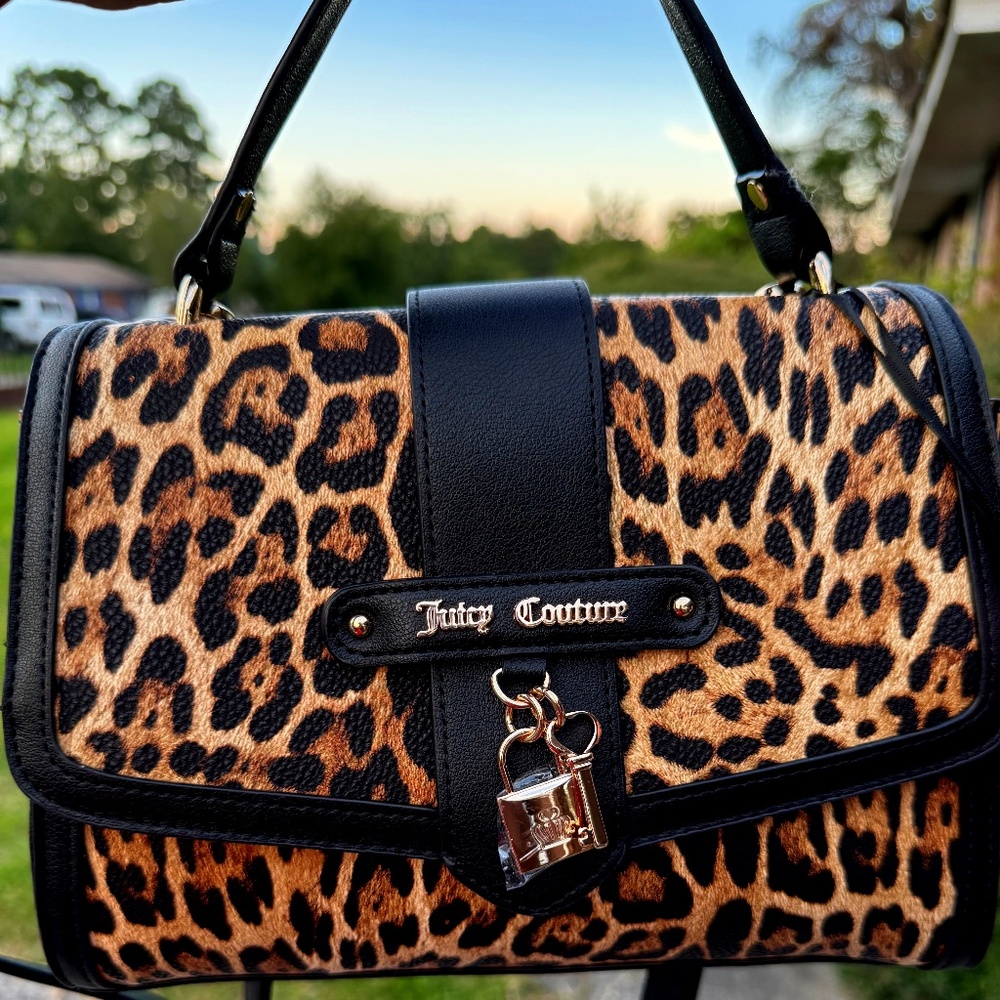 Juicy Couture Leopard Locked In Flap Crossbody Purse